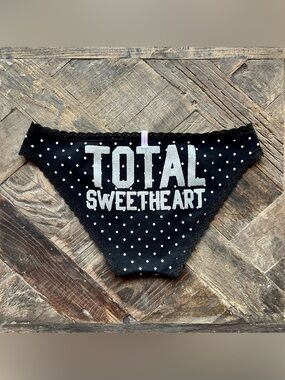 RARE NEW • VS PINK “Total Sweetheart” Glitter Dot Extra Low Rise Bikini Panty •